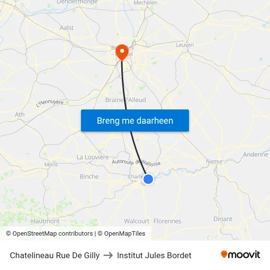 Chatelineau Rue De Gilly to Institut Jules Bordet map