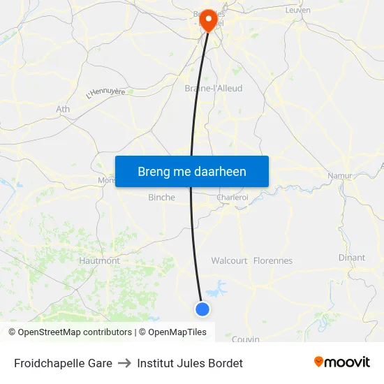Froidchapelle Gare to Institut Jules Bordet map