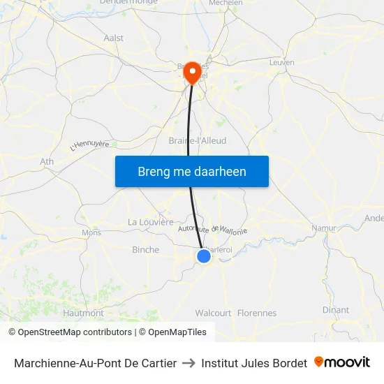 Marchienne-Au-Pont De Cartier to Institut Jules Bordet map