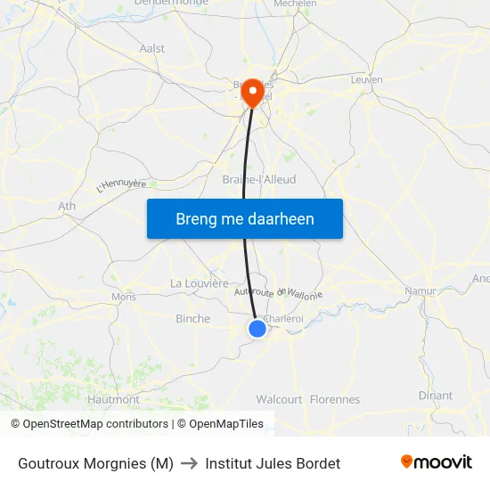 Goutroux Morgnies (M) to Institut Jules Bordet map