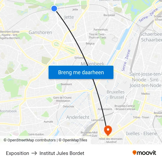 Exposition to Institut Jules Bordet map