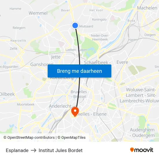 Esplanade to Institut Jules Bordet map