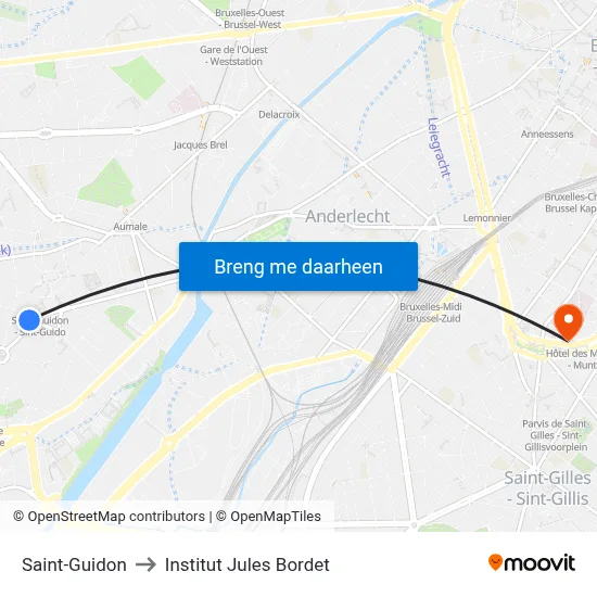 Saint-Guidon to Institut Jules Bordet map
