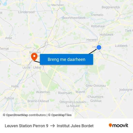 Leuven Station Perron 9 to Institut Jules Bordet map