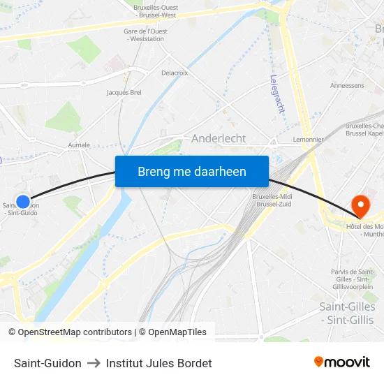 Saint-Guidon to Institut Jules Bordet map
