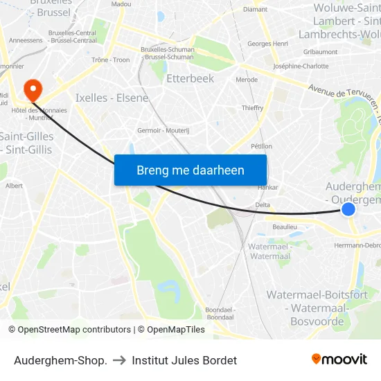 Auderghem-Shop. to Institut Jules Bordet map