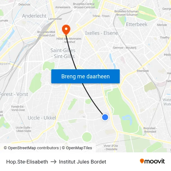 Hop.Ste-Elisabeth to Institut Jules Bordet map