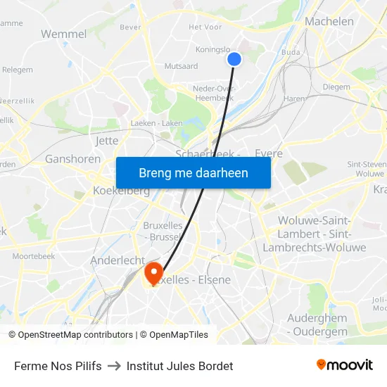 Ferme Nos Pilifs to Institut Jules Bordet map