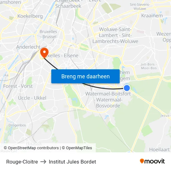 Rouge-Cloitre to Institut Jules Bordet map