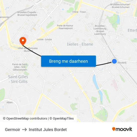 Germoir to Institut Jules Bordet map