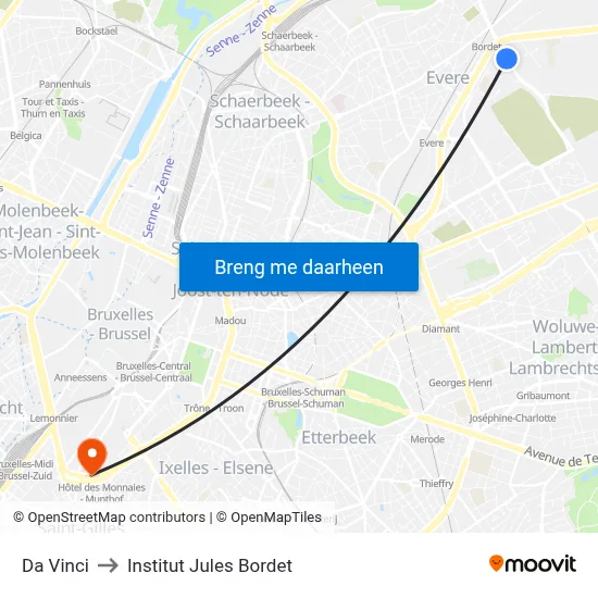 Da Vinci to Institut Jules Bordet map