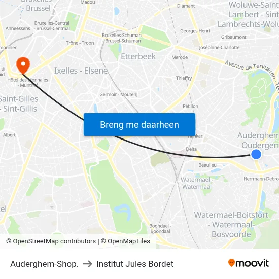 Auderghem-Shop. to Institut Jules Bordet map