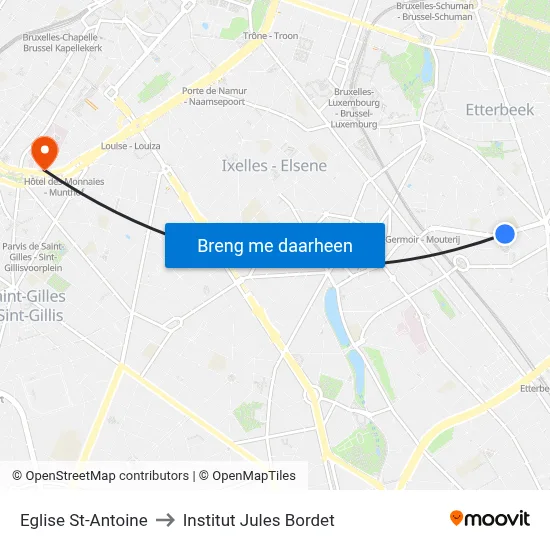 Eglise St-Antoine to Institut Jules Bordet map