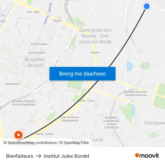 Bienfaiteurs to Institut Jules Bordet map