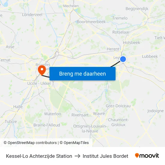 Kessel-Lo Achterzijde Station to Institut Jules Bordet map