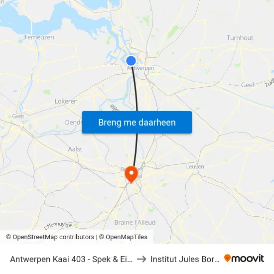 Antwerpen Kaai 403 - Spek & Eieren to Institut Jules Bordet map