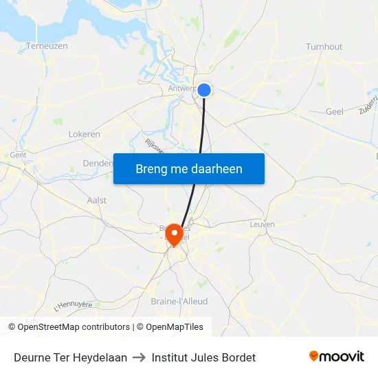 Deurne Ter Heydelaan to Institut Jules Bordet map
