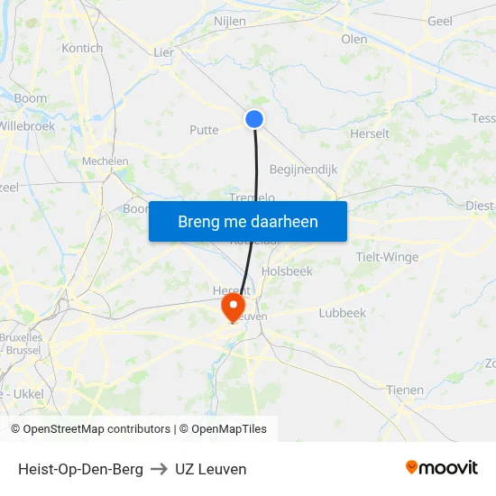 Heist-Op-Den-Berg to UZ Leuven map