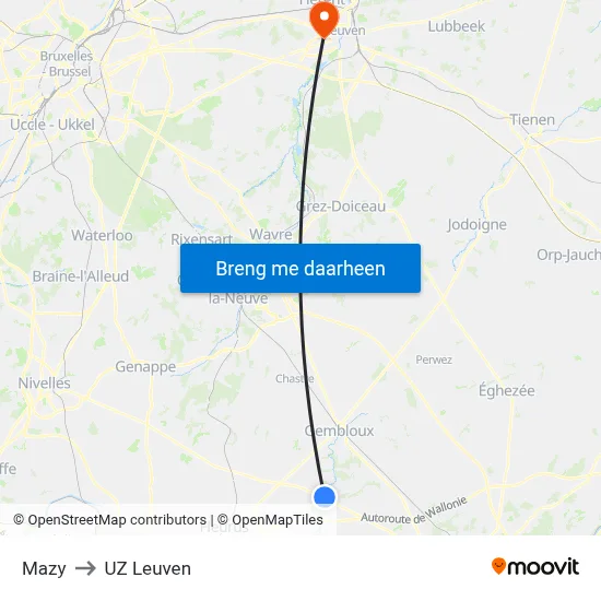 Mazy to UZ Leuven map