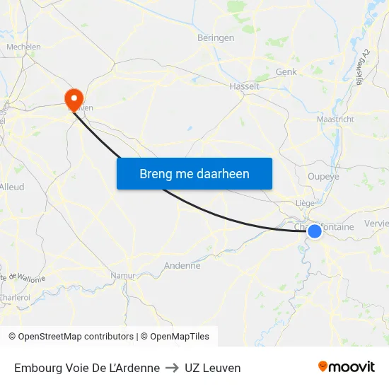 Embourg Voie De L’Ardenne to UZ Leuven map