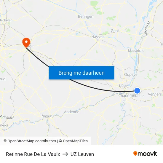 Retinne Rue De La Vaulx to UZ Leuven map