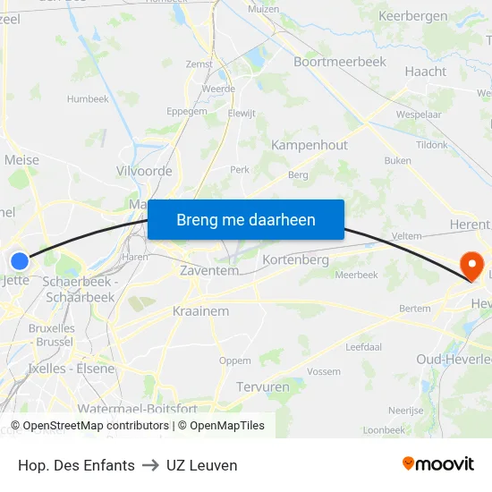 Hop. Des Enfants to UZ Leuven map