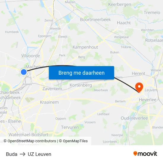 Buda to UZ Leuven map