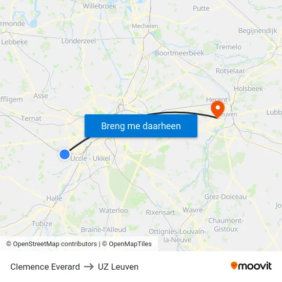 Clemence Everard to UZ Leuven map
