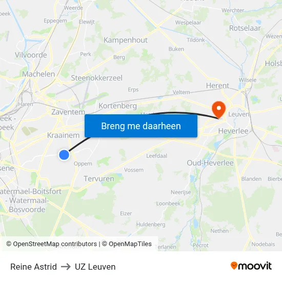 Reine Astrid to UZ Leuven map