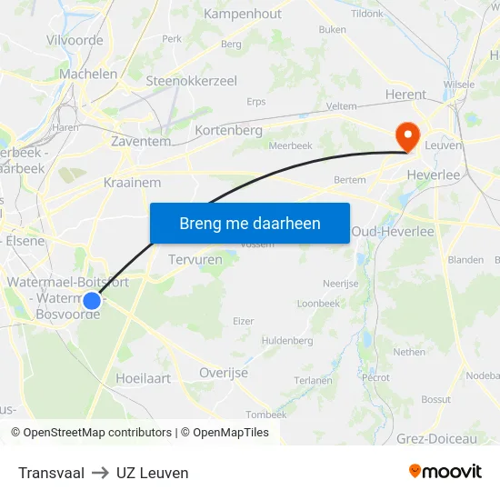 Transvaal to UZ Leuven map