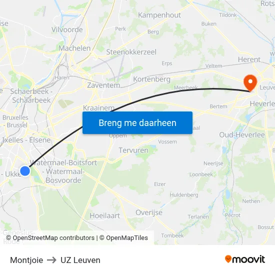 Montjoie to UZ Leuven map