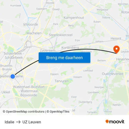 Idalie to UZ Leuven map