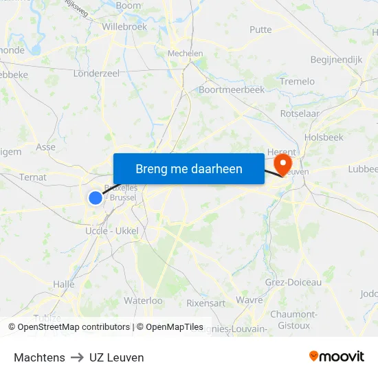 Machtens to UZ Leuven map