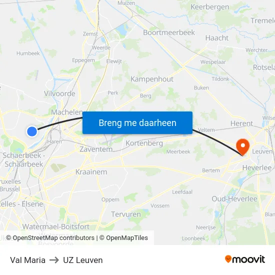 Val Maria to UZ Leuven map