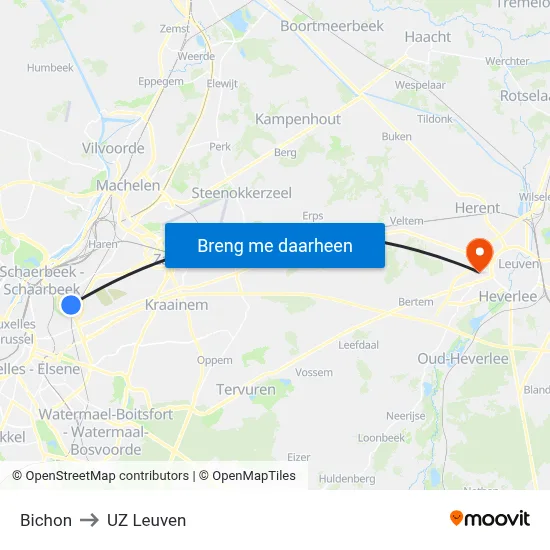 Bichon to UZ Leuven map