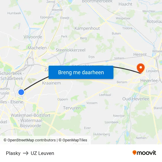 Plasky to UZ Leuven map