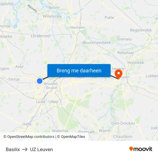 Basilix to UZ Leuven map