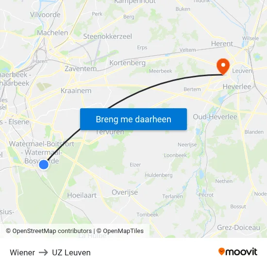 Wiener to UZ Leuven map