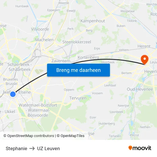 Stephanie to UZ Leuven map