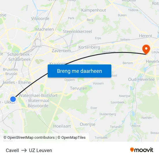 Cavell to UZ Leuven map
