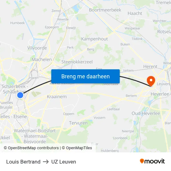 Louis Bertrand to UZ Leuven map