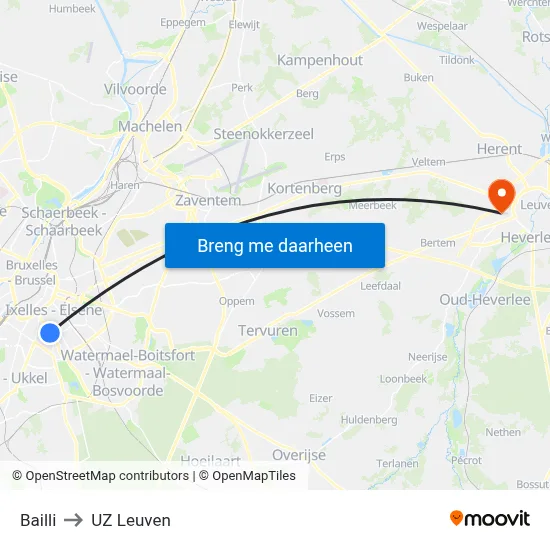 Bailli to UZ Leuven map