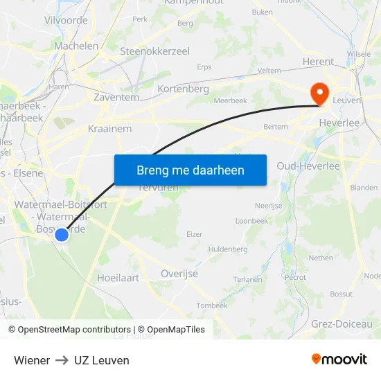 Wiener to UZ Leuven map