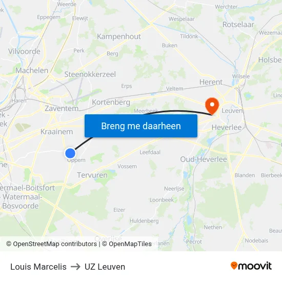 Louis Marcelis to UZ Leuven map