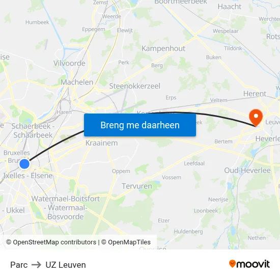 Parc to UZ Leuven map