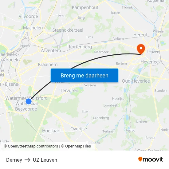 Demey to UZ Leuven map