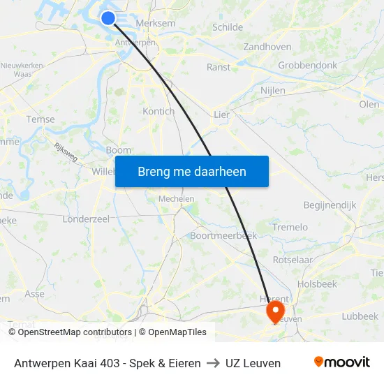 Antwerpen Kaai 403 - Spek & Eieren to UZ Leuven map