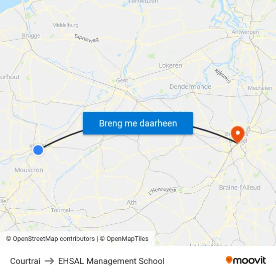 Courtrai to EHSAL Management School map
