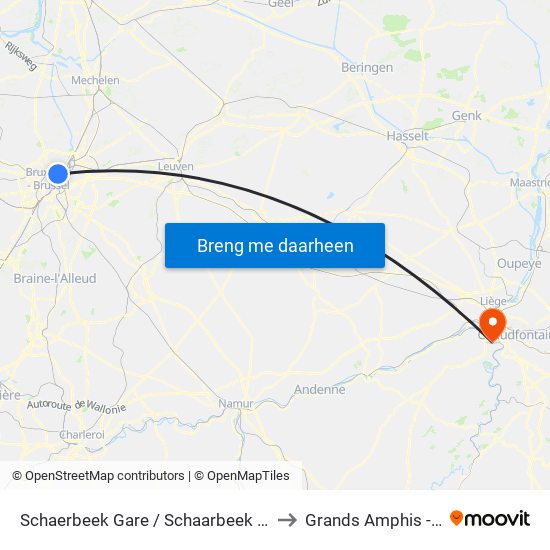Schaerbeek Gare / Schaarbeek Station to Grands Amphis - ULg map