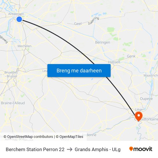 Berchem Station Perron 22 to Grands Amphis - ULg map